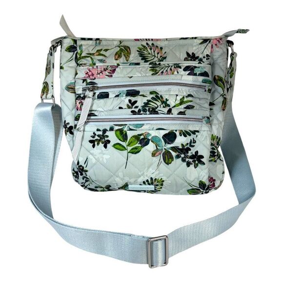 Vera Bradley Per Twill Triple Zip Hipster Crossbody Seawater Blooms 156007-VBA19 - Picture 1 of 8